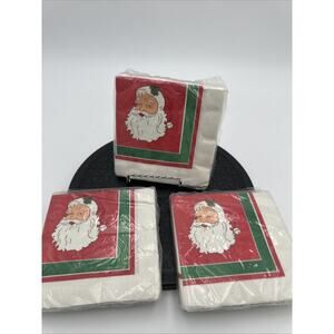 Lot Of 3 Vintage Beverage Size Christmas Napkins. Hallmark Gibson